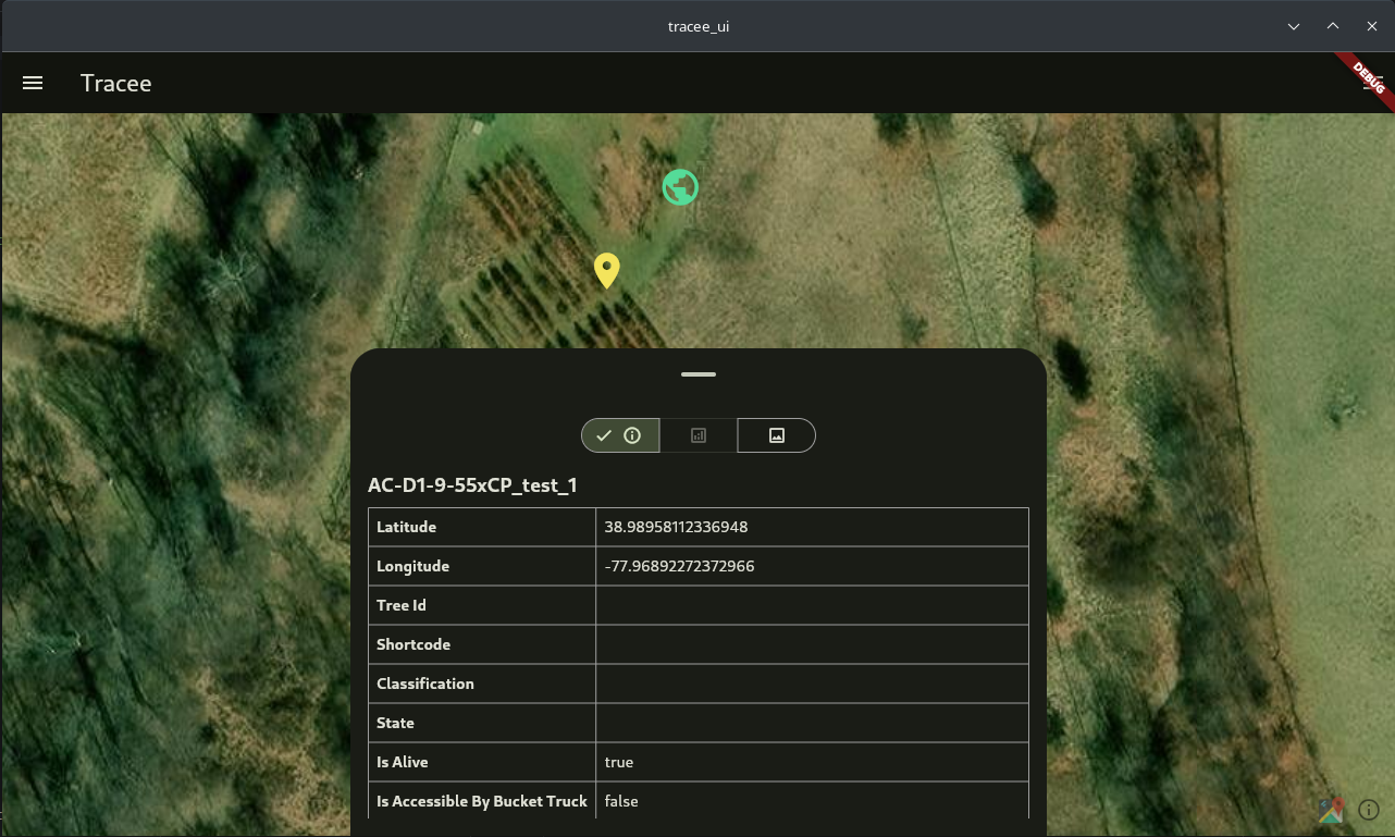 Tracee's desktop view showing an orchard